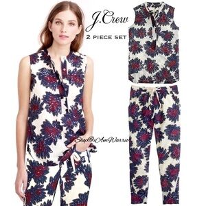 J.Crew 2 piece cotton voile sequin firework sleeveless top + pull on jogger